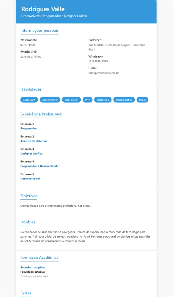 Prévia do Modelo CV 2