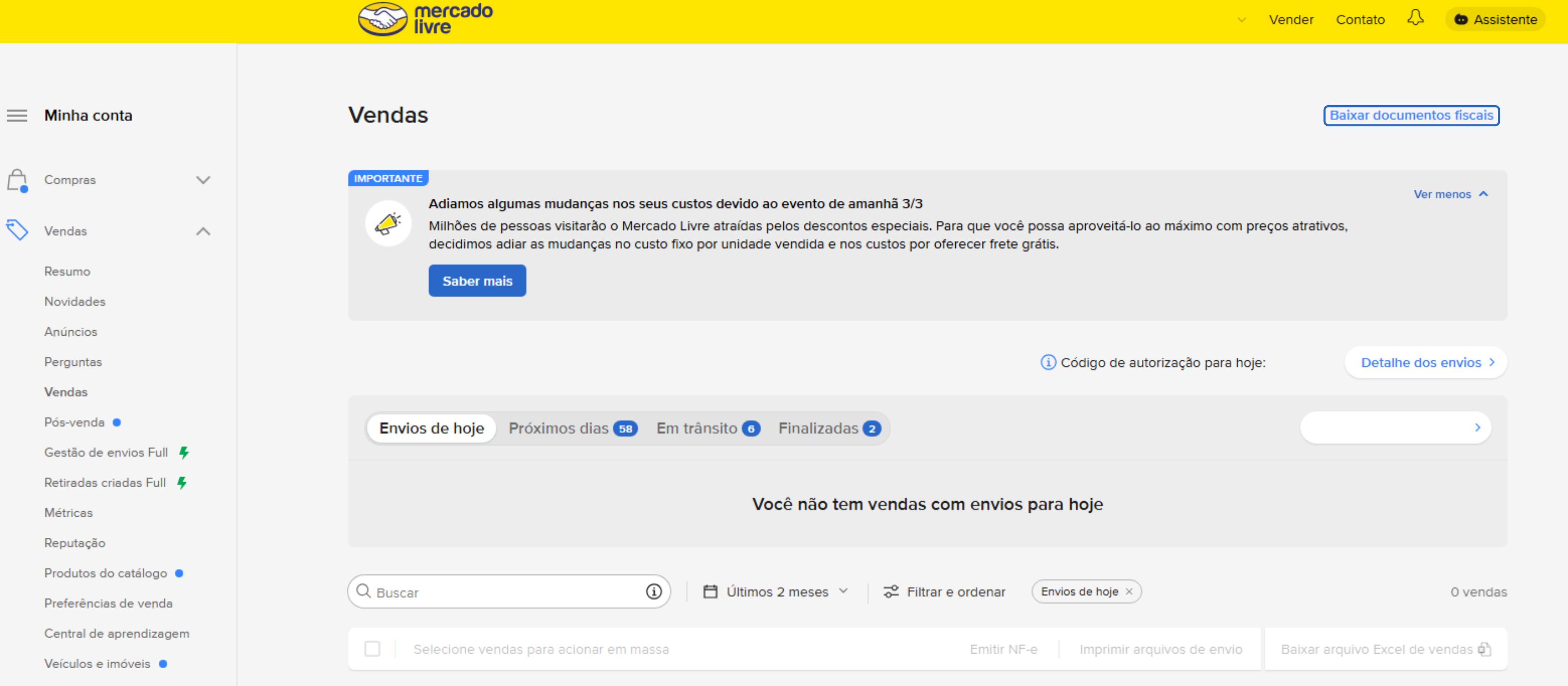Tela de login Mercado Livre
